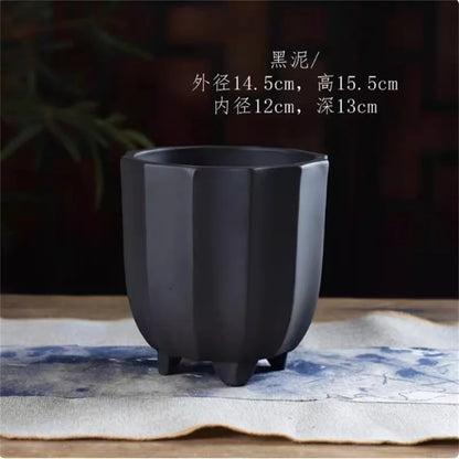 Flower-Shaped Ceramic Bonsai Pot