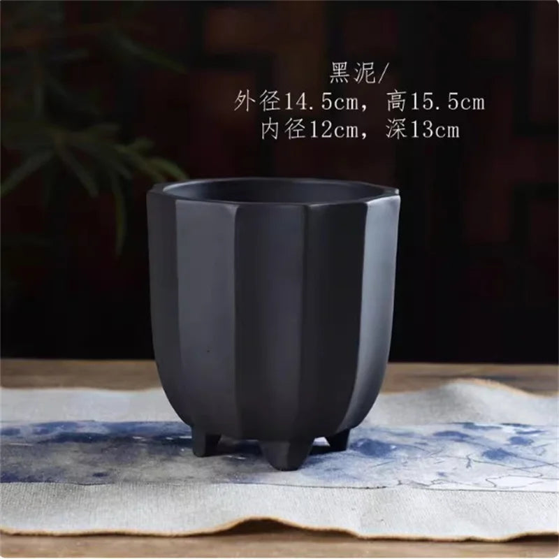 Flower-Shaped Ceramic Bonsai Pot