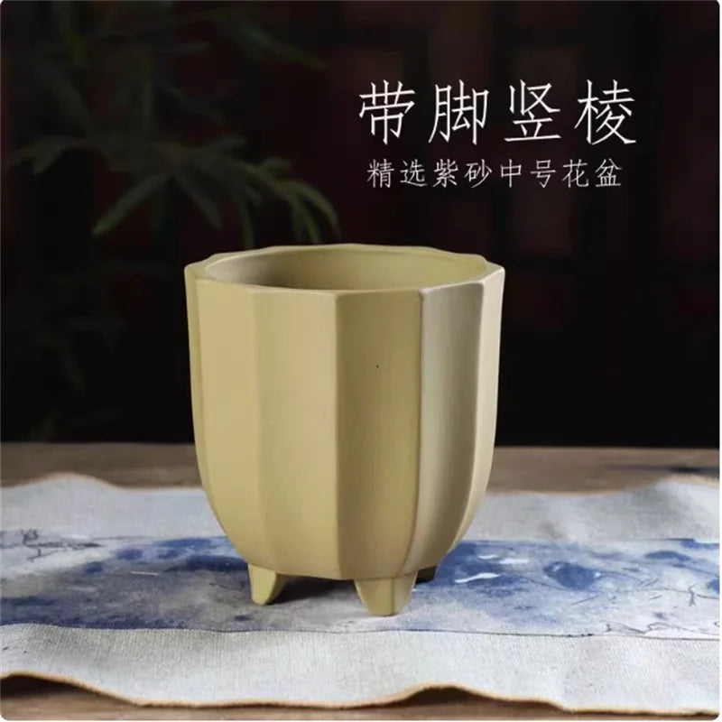 Flower-Shaped Ceramic Bonsai Pot