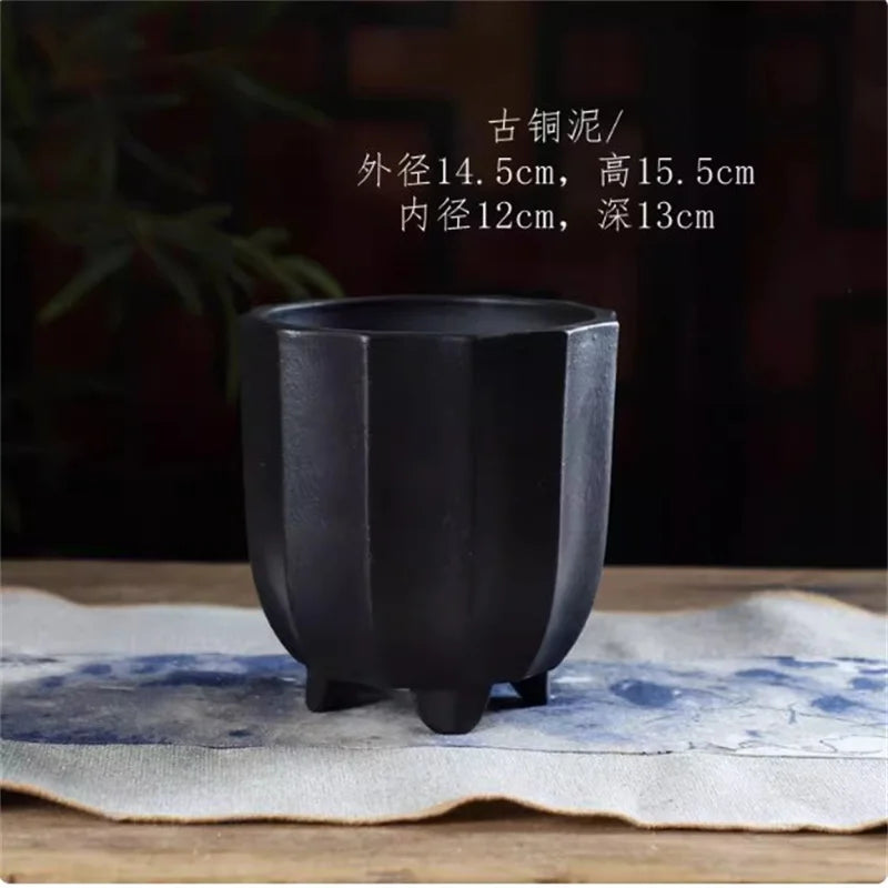 Flower-Shaped Ceramic Bonsai Pot