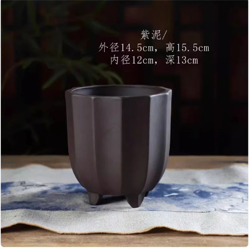 Flower-Shaped Ceramic Bonsai Pot