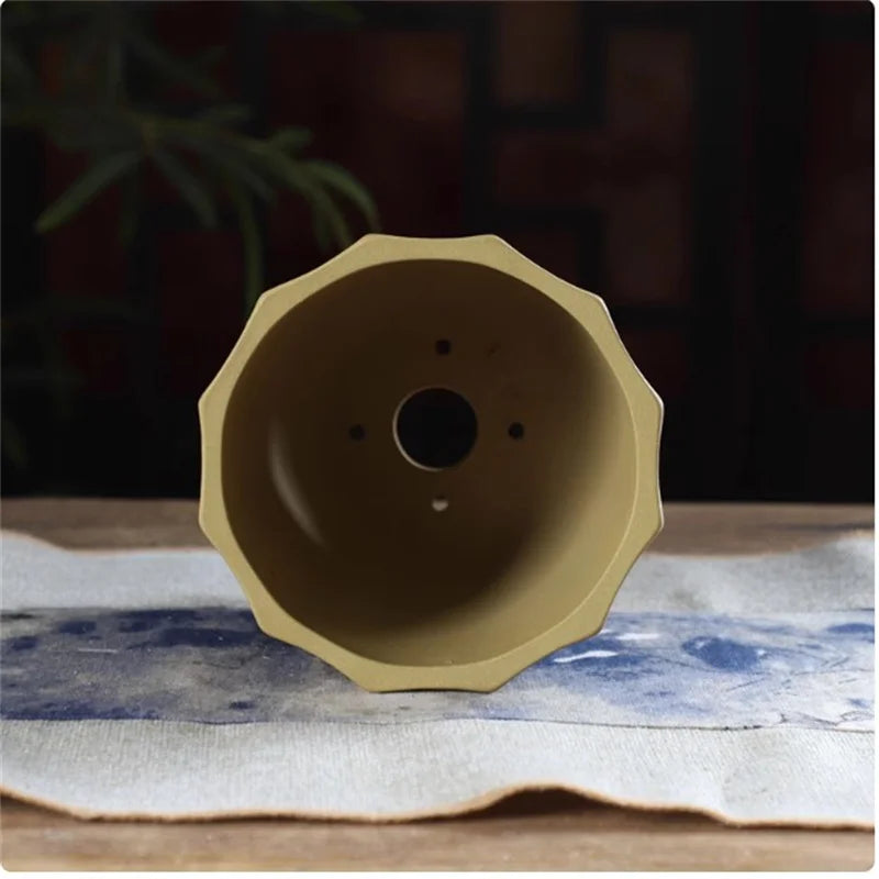 Flower-Shaped Ceramic Bonsai Pot